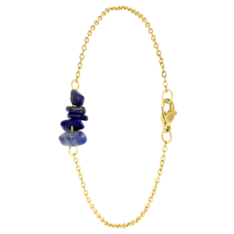 Stainless steel goldplated armband met lapis lazuli