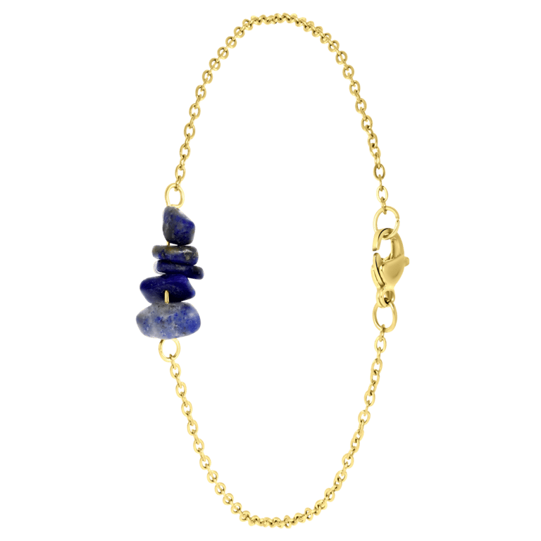 Stalen goldplated fantasiearmband met hanger met lapis lazuli voor dames