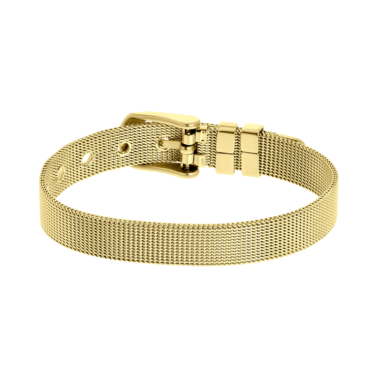 Stalen goldplated armband met riemsluiting