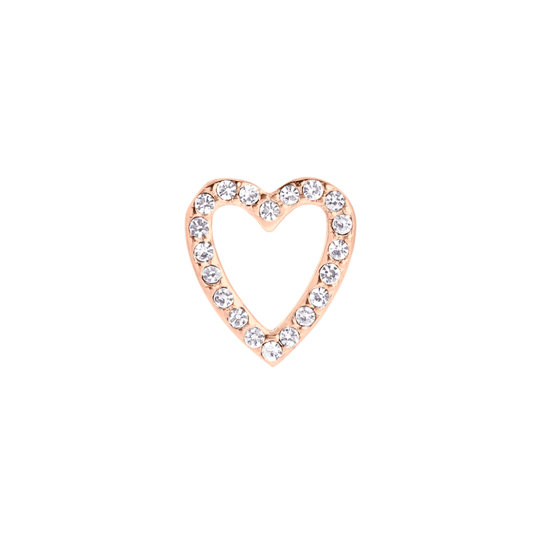 Stainless steel roséplated mesh slider hart voor dames