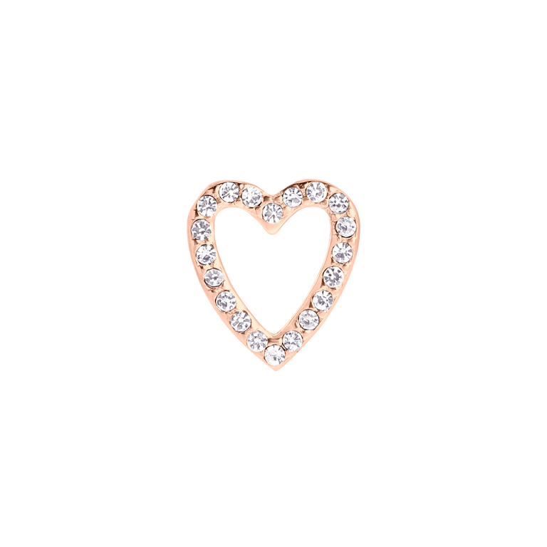 Stalen roséplated mesh slider hart voor dames