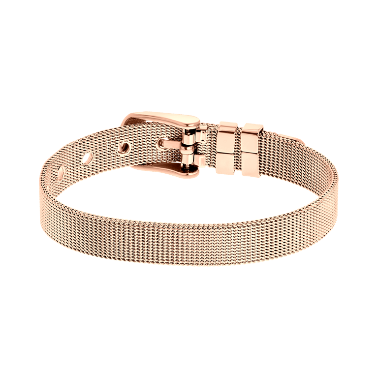 Stalen roseplated armband met riemsluiting