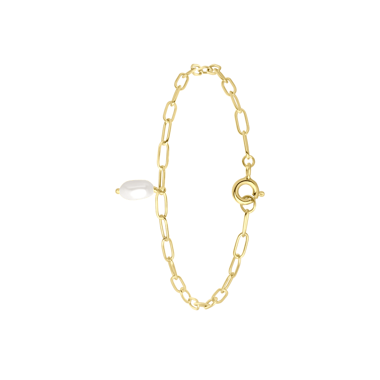 Zilveren goldplated parelarmband met hanger voor dames