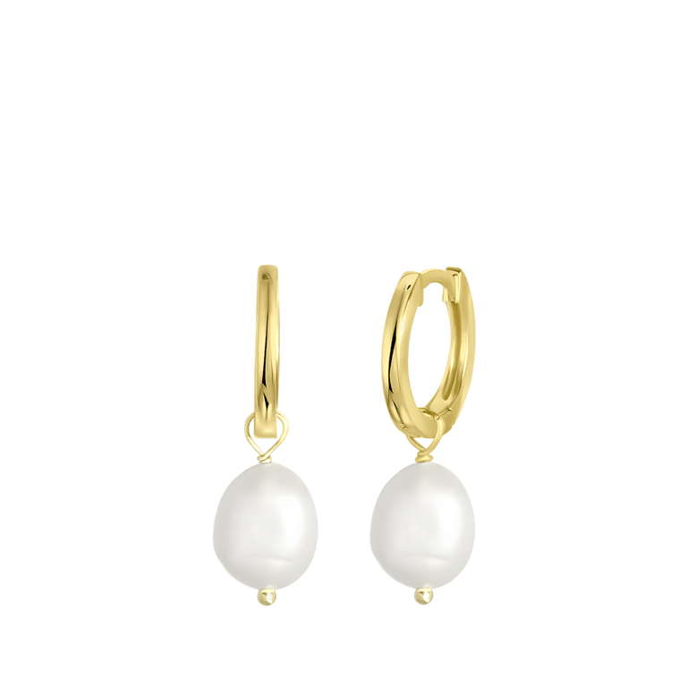 Zilveren goldplated oorringen met parel voor dames