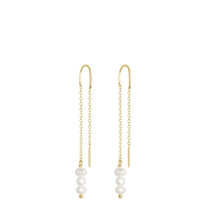 Zilveren goldplated oorhangers met parel voor dames