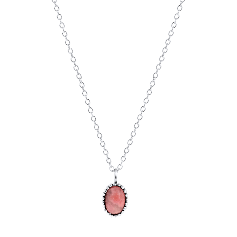Zilveren ketting met hanger Gemstone rhodonite