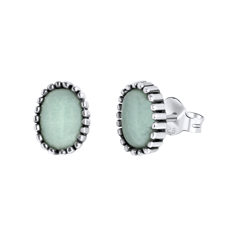 Zilveren oorknoppen met Gemstone amazonite