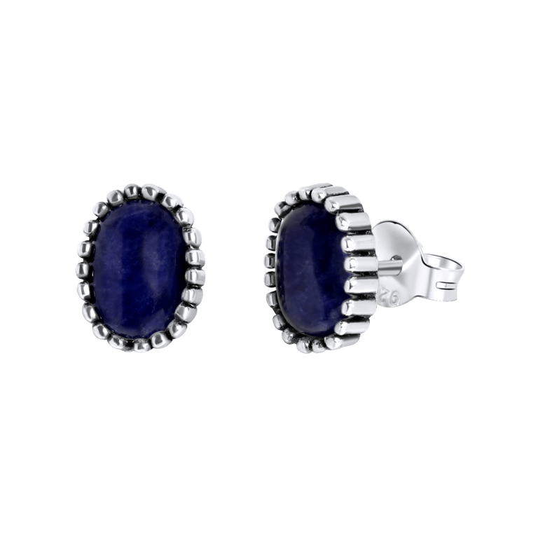 Zilveren oorknoppen met Gemstone sodalite
