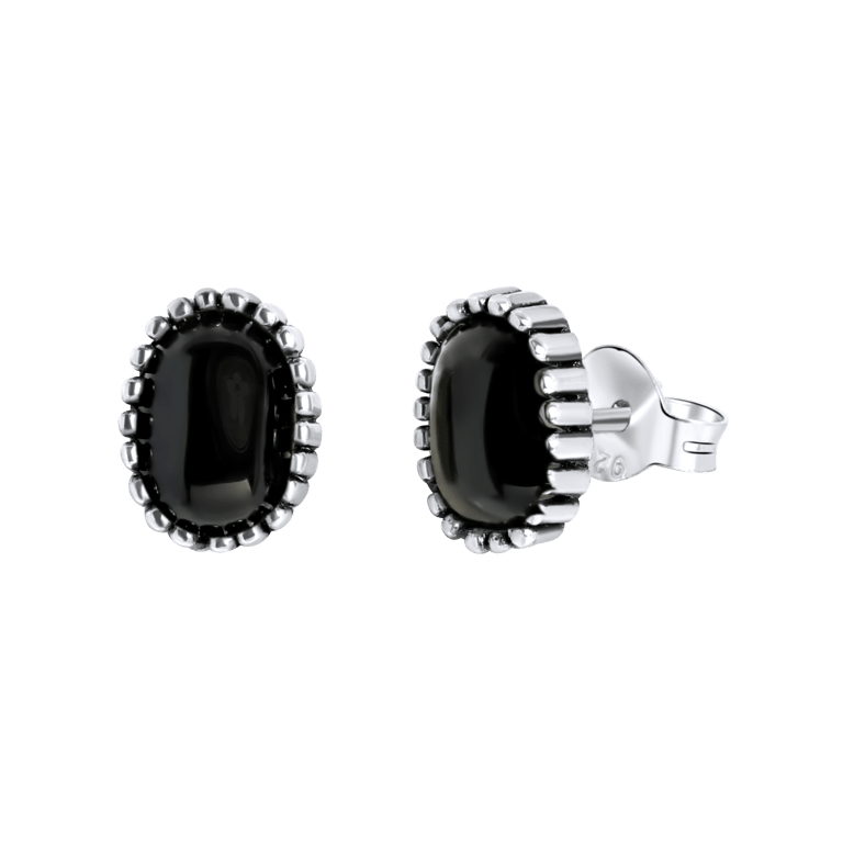 Zilveren oorknoppen met Gemstone black onyx