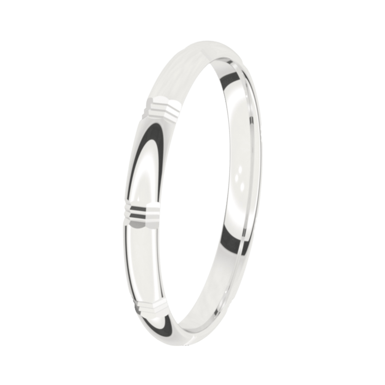 Trauring für Damen, 585 Weißgold, 2,5 mm, Hortensie