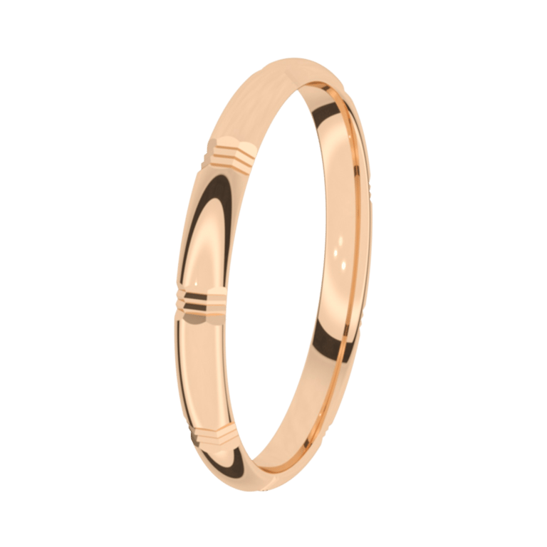 Trauring für Damen, 375 Rotgold, 2,5 mm, Hortensie