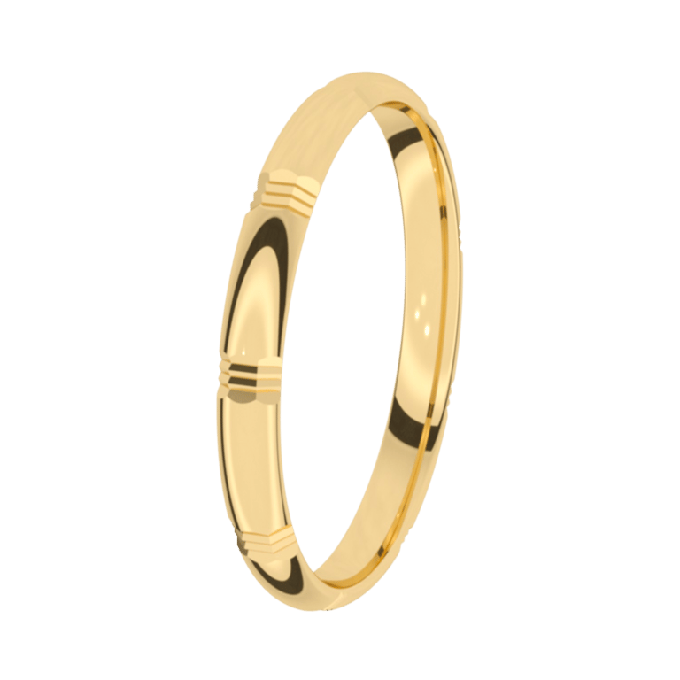Trauring für Herren, 375 Gelbgold, 2,5 mm, Hortensie