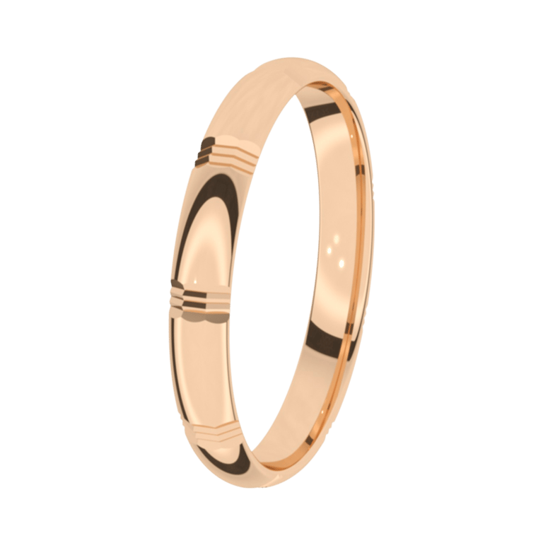 Trauring für Damen, 585 Rotgold, 3 mm, Hortensie