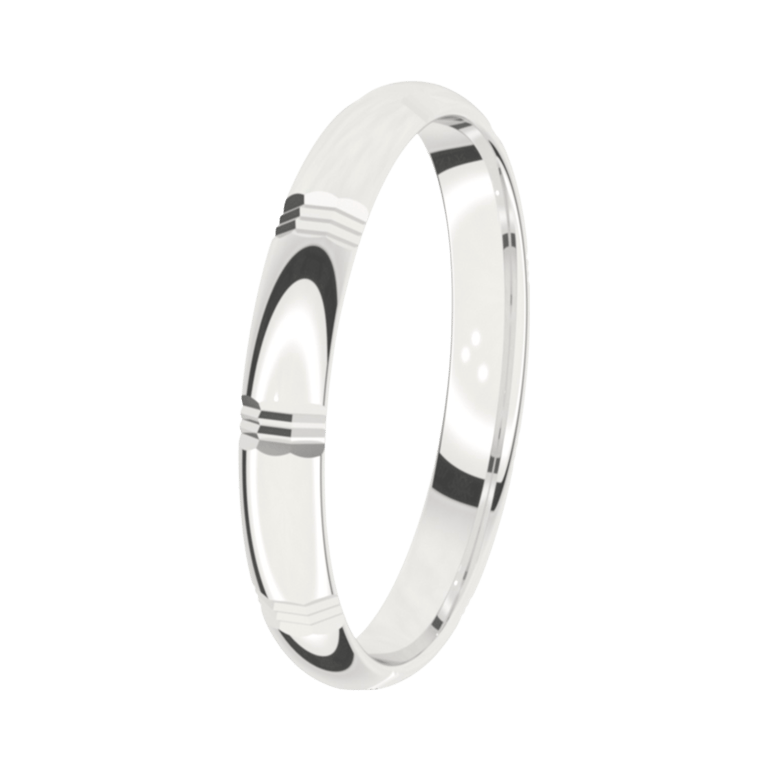 Trauring für Damen, 375 Weißgold, 3 mm, Hortensie