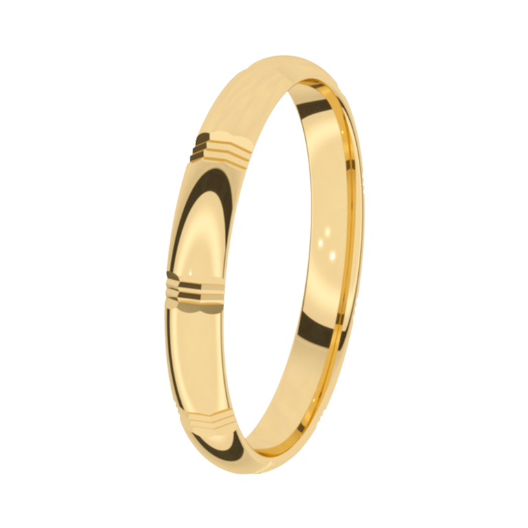 Trauring für Herren, 585 Gelbgold, 3 mm, Hortensie