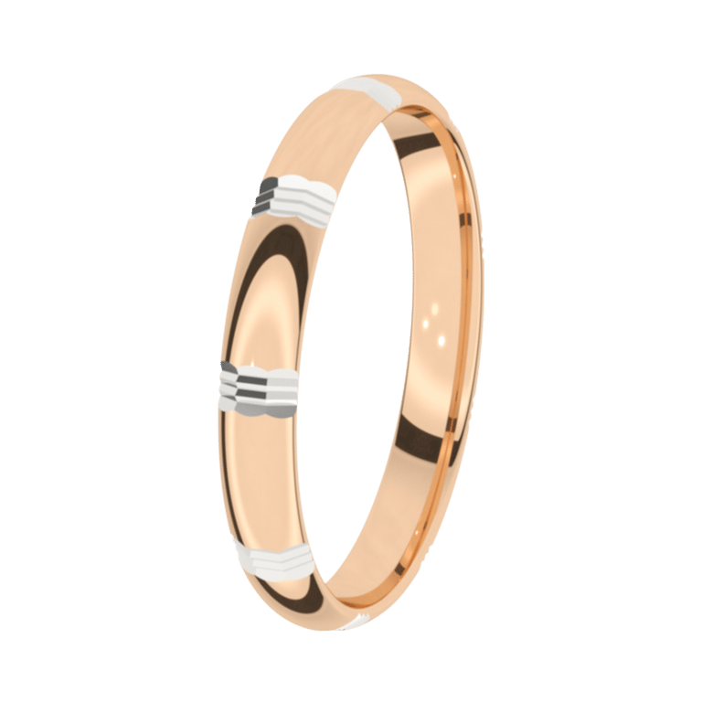 Trauring für Herren, 375 Rot- und Weißgold, 3 mm, Hortensie