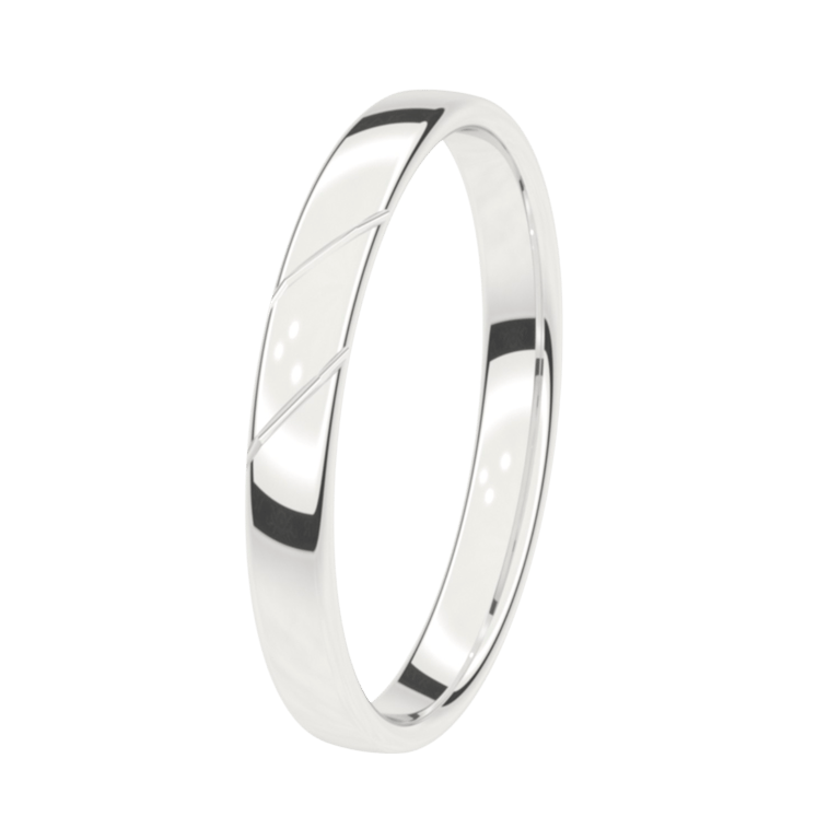 Trauring für Damen, 375 Weißgold, 3 mm, Jasmin