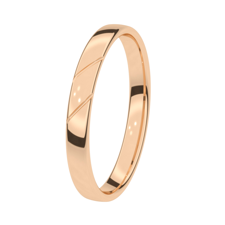 Trauring für Damen, 375 Rotgold, 3 mm, Jasmin