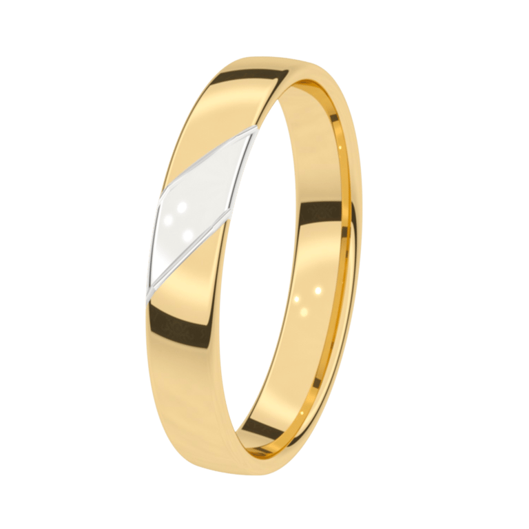 9K bicolor trouwring Heren 4mm Jasmijn