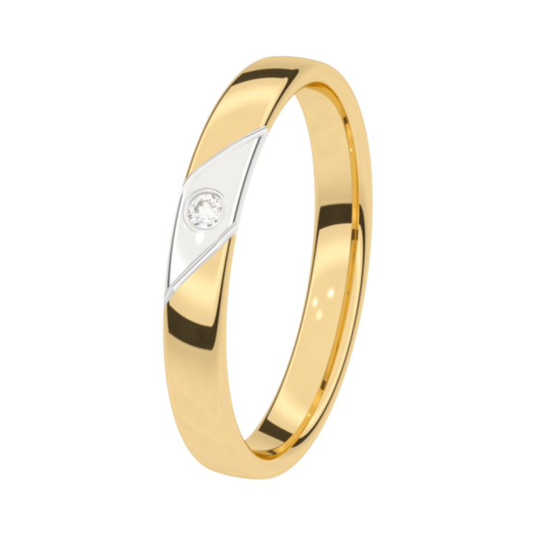 14K bicolor gouden trouwring diamant 3mm Jasmijn
