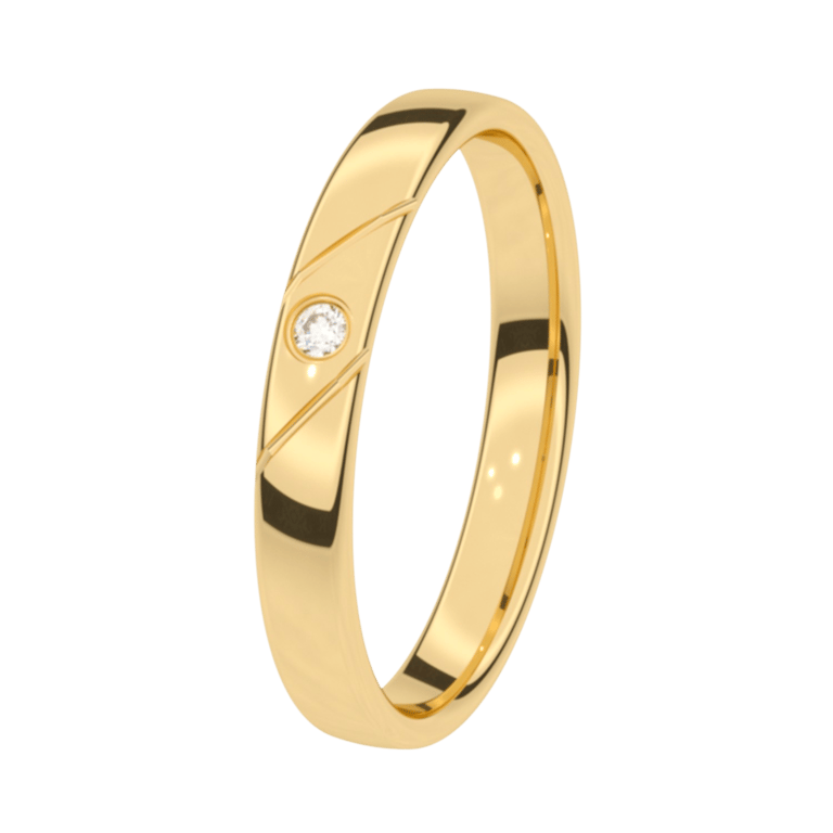 Trauring, 375 Gelbgold, Diamant, 3 mm, Jasmin