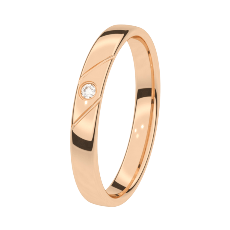 Trauring, 375 Rotgold, Diamant, 3 mm, Jasmin