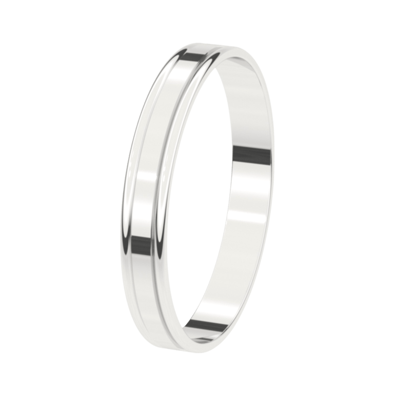 Trauring für Herren, 375 Weißgold, 3 mm, Sonnenblume
