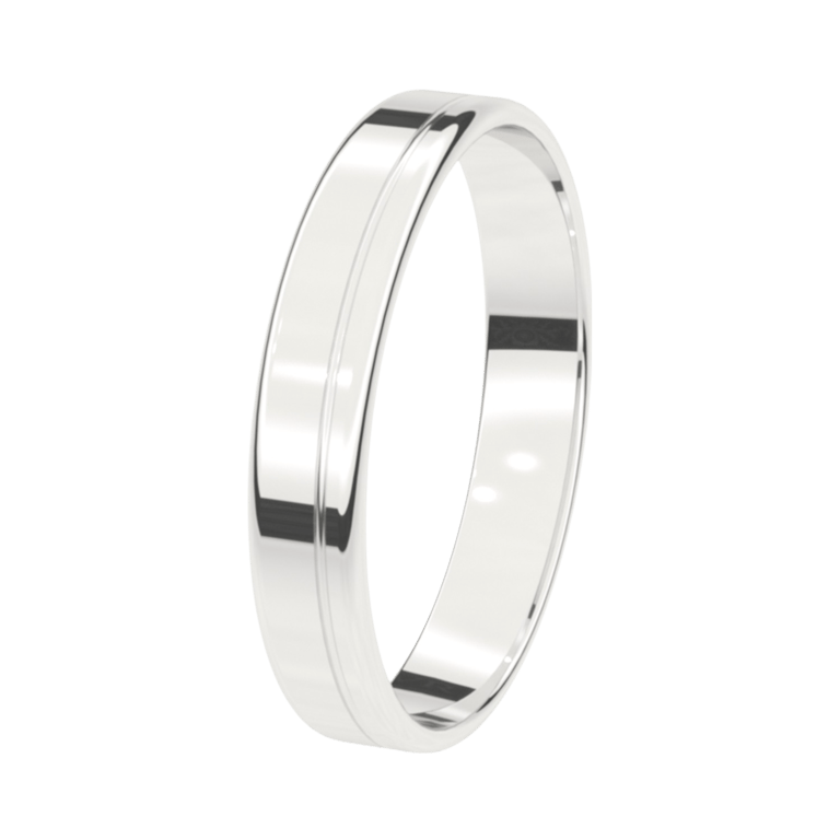Trauring für Damen, 375 Weißgold, 4 mm, Flieder