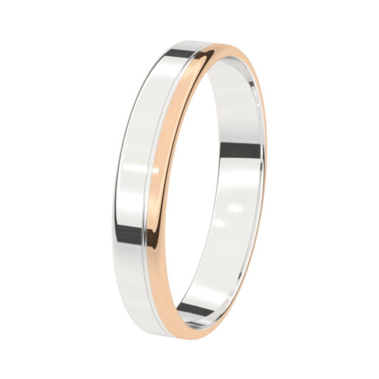 Trauring für Herren, 585 Weiß- und Rotgold, 4 mm, Flieder