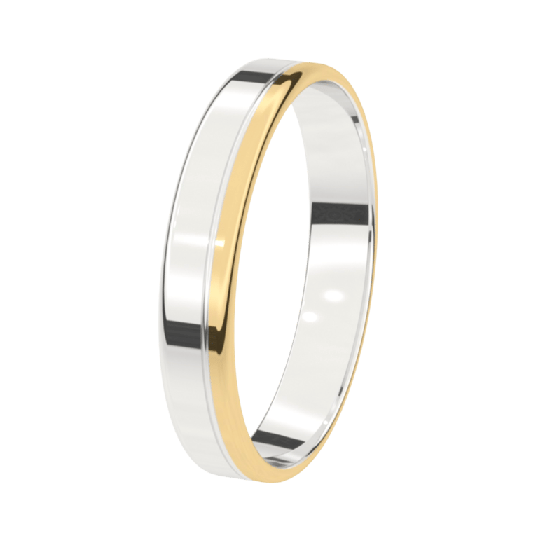 9K bicolor trouwring Heren 4mm Sering