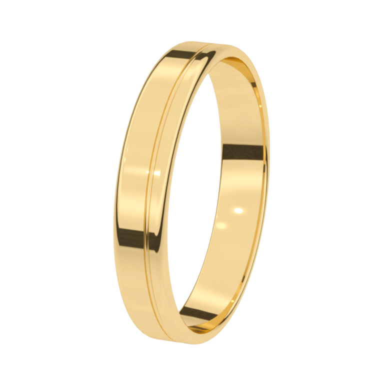 Trauring für Herren, 375 Gelbgold, 4 mm, Flieder