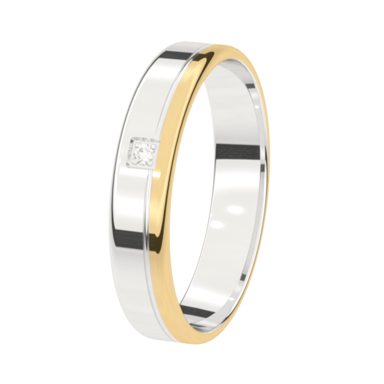 14K bicolor gouden trouwring met diamant Sering