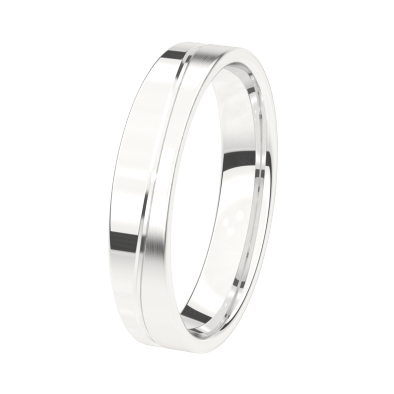 Trauring für Damen, 585 Weißgold, 4,5 mm, Lobelia
