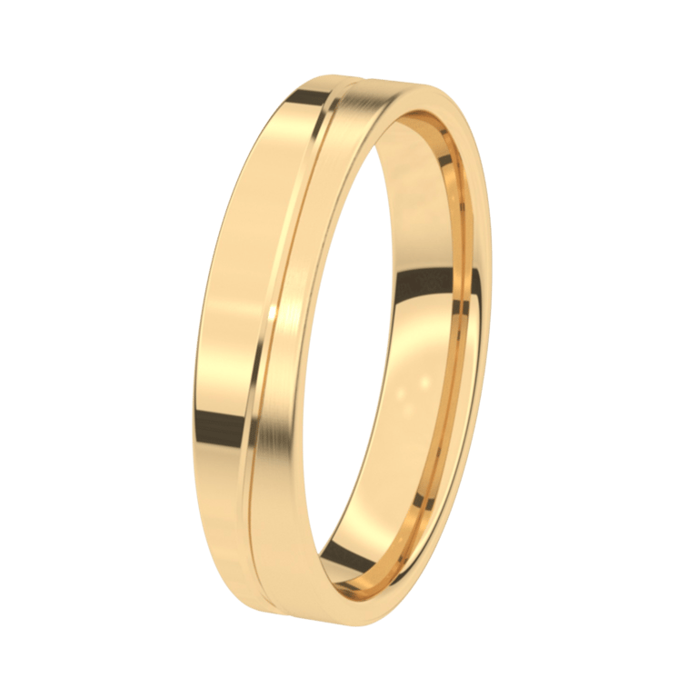 Trauring für Herren, 585 Gelbgold, 4,5 mm, Lobelia