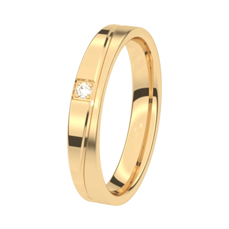 14K geelgouden trouwring met diamant 3,5mm Lobelia