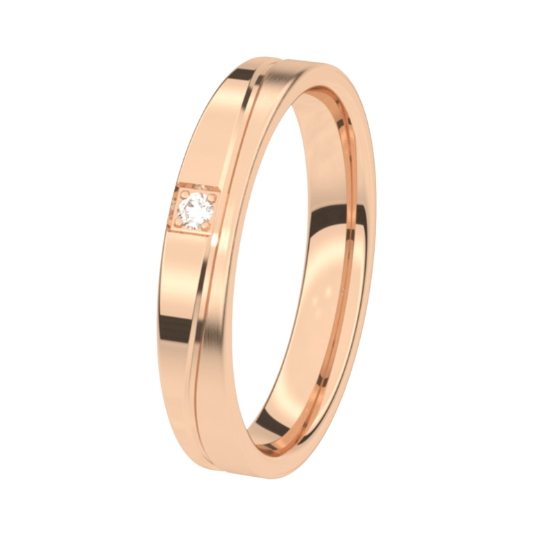 9K rose trouwring met diamant 3,5mm Lobelia