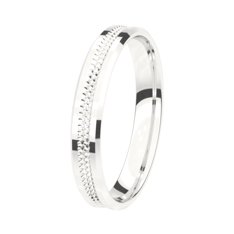 Trauring für Herren, 375 Weißgold, 3,5 mm, Viola