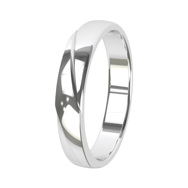 Trauring für Damen, 375 Weißgold, 4 mm, Cyclamen