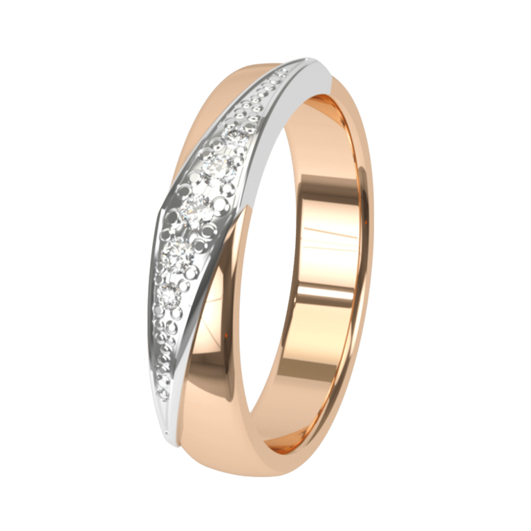 Trauring, 585 Weiß- und Rotgold, Diamant, 4 mm, Cyclamen