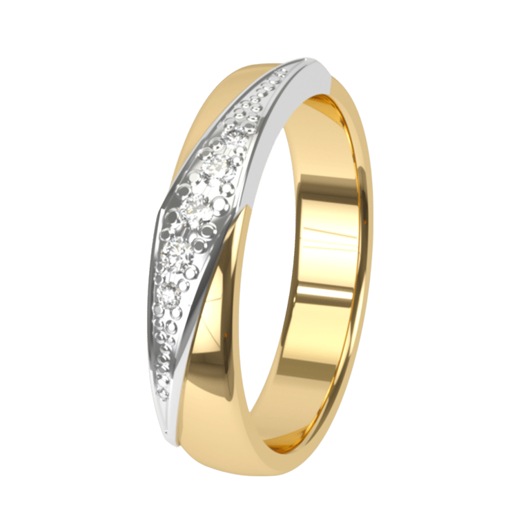 9K bicolor trouwring met diamant 4mm Cyclaam