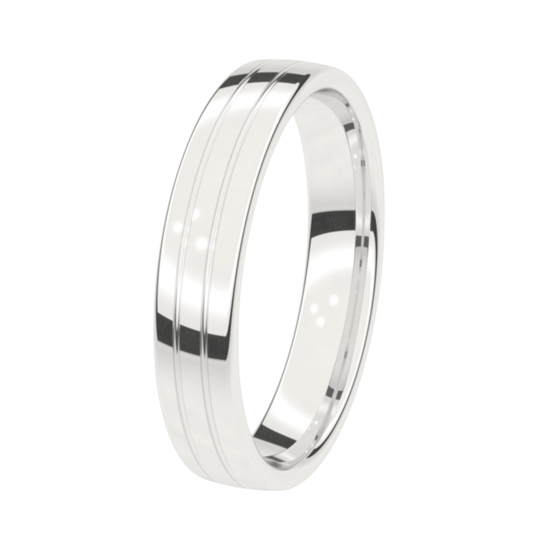 Trauring für Damen, 375 Weißgold, 4,5 mm, Eisblume