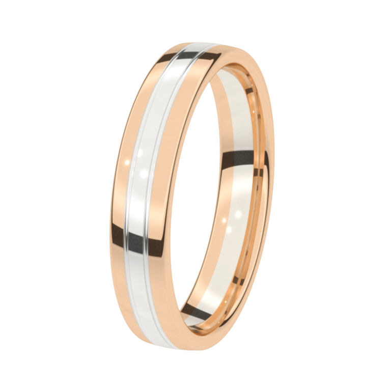 Trauring für Herren, 375 Rot- und Weißgold, 4,5 mm, Eisblume