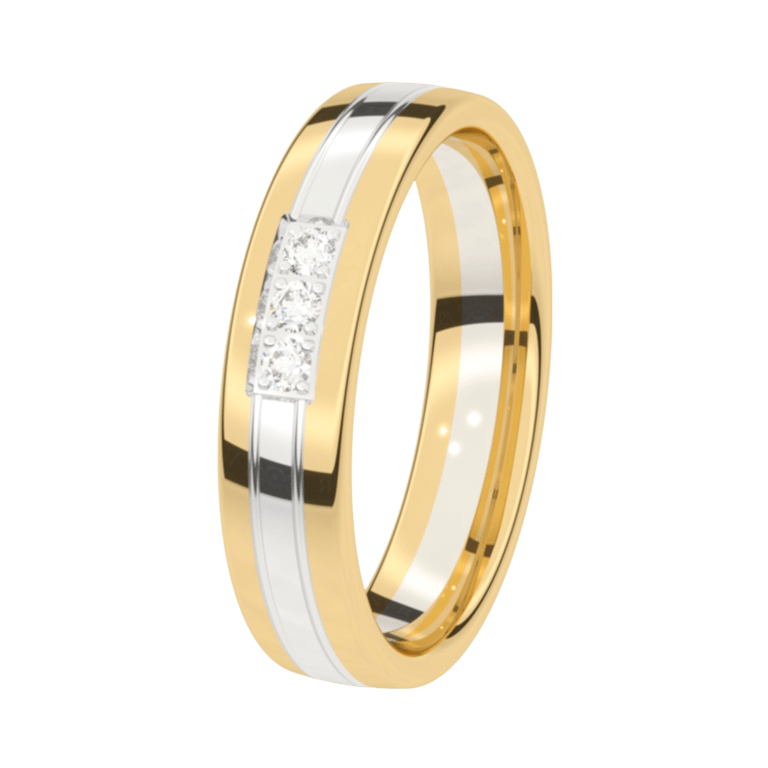 9K bicolor trouwring diamant 4,5mm IJsbloem