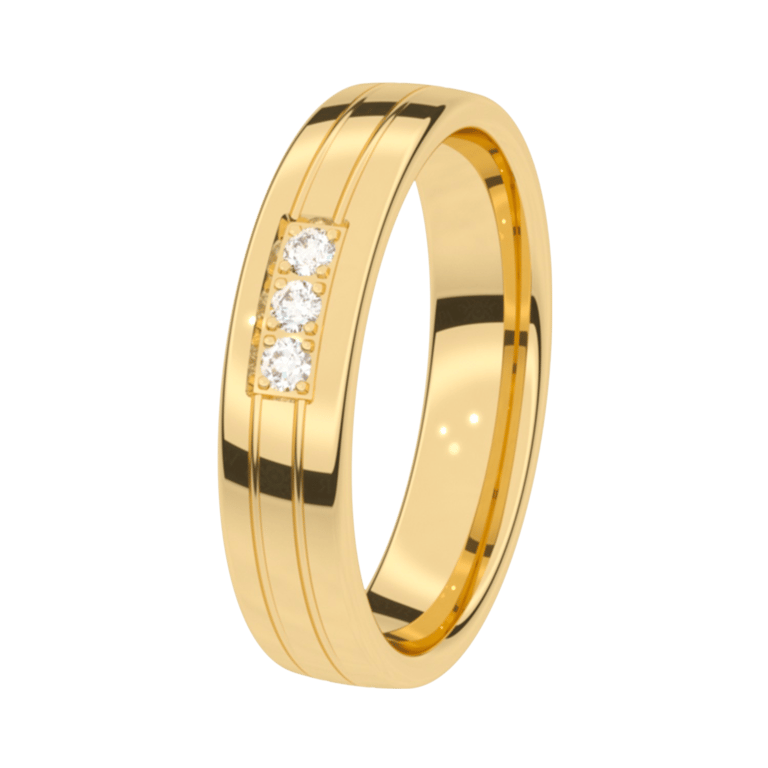 Trauring, 375 Gelbgold, Diamant, 4,5 mm, Eisblume