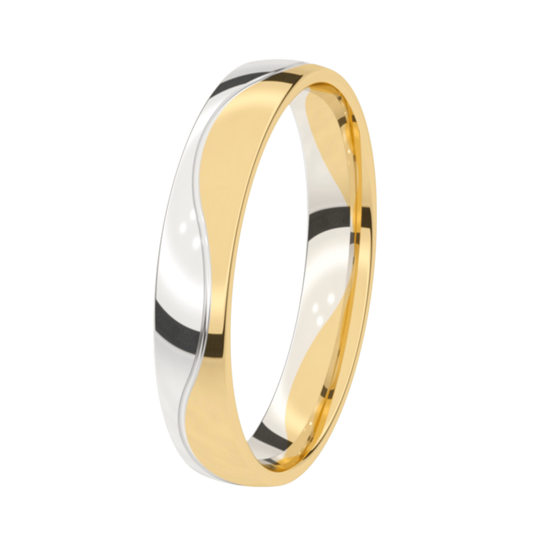 14k bicolor gouden trouwring Dames 4mm Mimosa