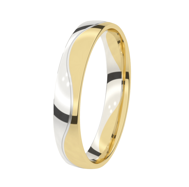 14K bicolor gouden trouwring Heren 4mm Mimosa