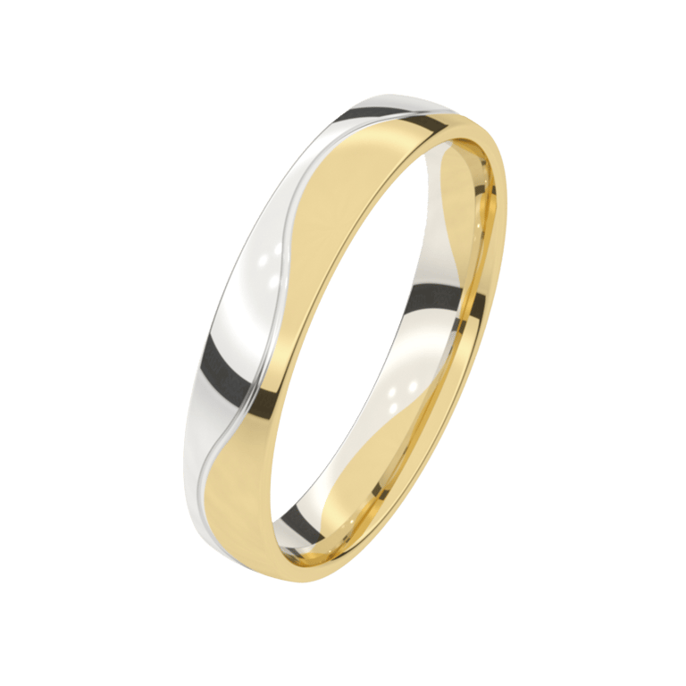 Trauring für Herren, 375 Gelb- und Weißgold, 4 mm, Mimosa
