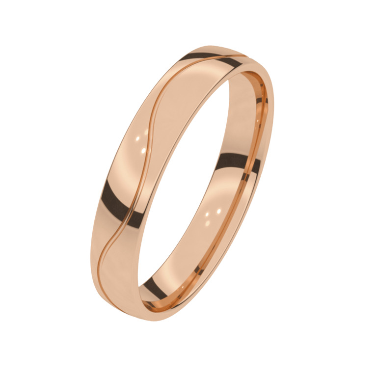 Trauring für Herren, 375 Rotgold, 4 mm, Mimosa