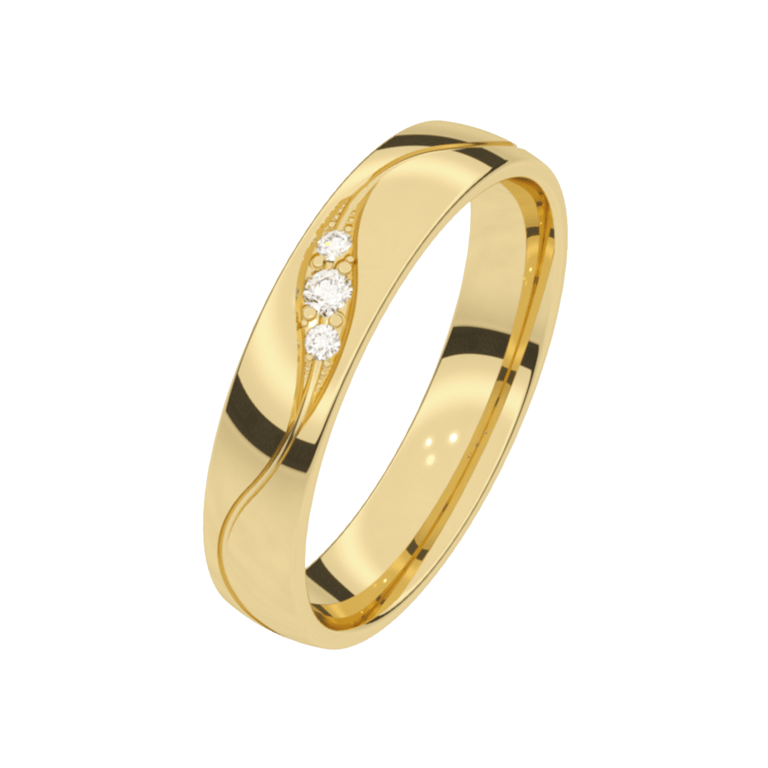 14K geel gouden trouwring diamant 4mm Mimosa