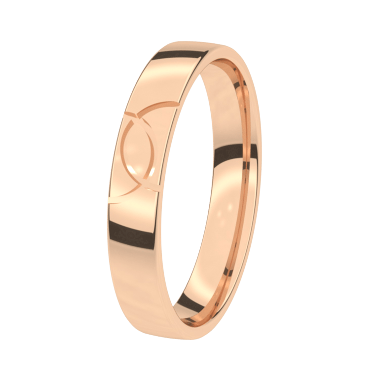Trauring für Herren, 585 Rotgold, 4 mm, Rosmarin